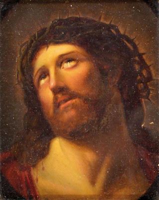 Unbekannter Künstler des frühen 19. Jh., Christus mit der Dornenkrone, Öl/Lwd, ca. 16x13cm, u.Gl., R. ca. 28x24cm