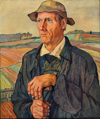 H. Hagemeister, datiert (19)41, Hessischer Bauer, Öl/Lwd, links unten sign. H.Hag.41, ca. 70x60cm, R. ca. 81x71cm