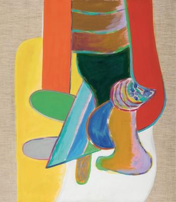 Willy Meyer-Osburg, 1934-2005, ohne Titel, Farbkomposition, unten rechts signiert und datiert 1966, Acryl/Nessel, Fugenrahmen 82x73 cm