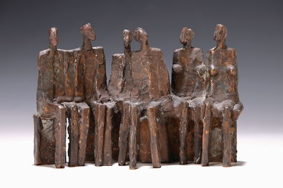 Manfred Kieselbach, 1935 Coburg - 2018 Mannheim, 6 sitzende Männer und Frauen, monogrammiert K, ca. 12 x 18 cm