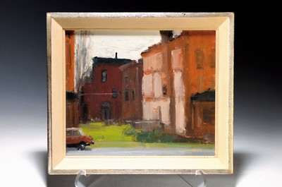 Stuart Shils, geb. 1954 Philadelphia, "Abandoned Houses, North Philadelphia", Öl/Papier/Karton/Hartfaser, signiert unten re. und datiert ...
