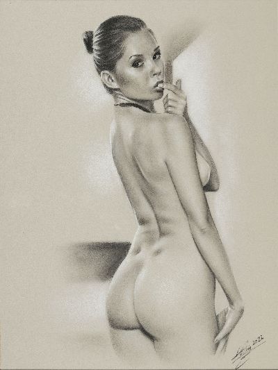 Denis Prenzel, geb. 1971, Konvolut aus 2 Werken, Akt-Pastelle, jeweils handsign. und dat., unter Glas, je gesamt ca. 43x33 cm