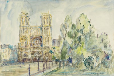 Otto Ditscher, 1903-1987 Neuhofen, Blick auf Notre Dame de Paris, Aquarell, rechts unten signiert und dat. 1957, ca. 36x53cm, PP, u.Gl., R. ca. ...