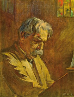 Fritz Behn, Albert Schweitzer am Klavier, rückseitig bzw. "Choral, Öl/Lwd, signiert, 60 x 46 cm, Rahmen