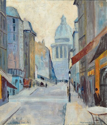 Helge Lundahl, Anfang 20. Jh., "du Pantheon Ouest Paris ", Öl/Lwd, signiert und bezeichnet, ca. 64 x 55 cm, Rahmen