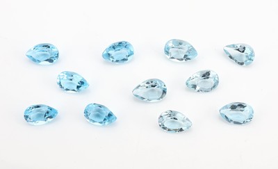 Lot 11 lose facett. Topase, zus. 9.66 ct, facett. Tropfen in versch. Größen und Farbnuancen