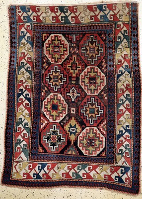 Antiker"Moghan"Kazak, Kaukasus, 19.Jhd, Wolle auf Wolle, ca. 180 x 140 cm, verkürzt, EHZ: 4