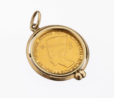 14 kt Gold Münz-Anhänger, GG 585/000, lose gefasste Goldmünze, 1 Dukat, Aureus Magnus, Nofretete, ca. 7.2 g