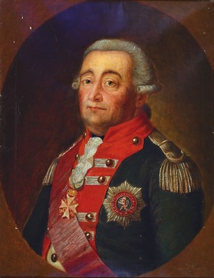 J. von Suckfor, Kopie nach Tischbein, ungedeuteter Künstler, Porträt des General Friedrich Ernst Carl Treusch von Buttlar, geb. 1727 gefallen ...