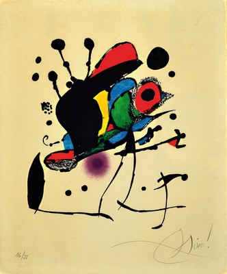Joan Miro, 1893-1983, Farblithographie, "XV Premi Internacional de Dibuix Joan Miro", 1976, Ed. 16/75, handsigniert, Platte 24x22 cm, unter ...