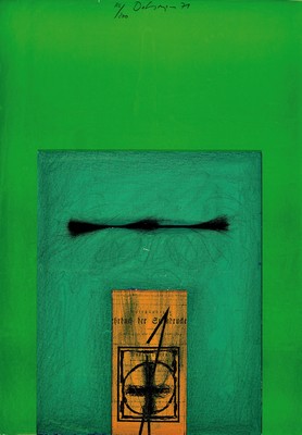 Karl Fred Dahmen, 1917-1981 Gstadt/Chiemsee,Objekt-Lithographie auf Karton, "Grüß Gott, Meister Senefelder", 1971, Ed. 166/200, ...
