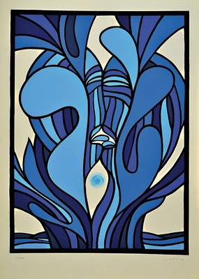Jan Lenica, 1928 Posen-2001 Berlin, Farbserigraphie, "Liebeslandschaft", 1972, Ed.61/200, handsigniert, Blatt 70x50 cm, ungerahmt; Lenica ...