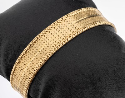 14 kt Gold Armband, GG 585/000, B. ca. 1.6 cm, L. ca. 18.5 cm, Kastenschloss mit 2 Sicherheitsachten, ca. 44.4 g