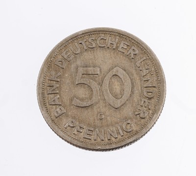 50 Pfennig, 1950, Bank deutscher Länder, Prägeort G