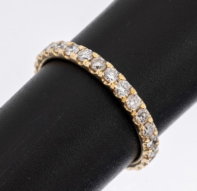 14 kt Gold Brillant-Memoryring, GG 585/000,28 Brillanten zus. ca. 0.96 ct (grav.) Weiß/si, RW 54