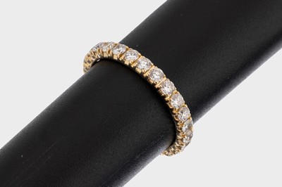 14 kt Gold Brillant-Memoryring, GG 585/000,Brillanten zus. ca. 1.33 ct (grav.) feines Weiß-Weiß/vs-si, RW 56