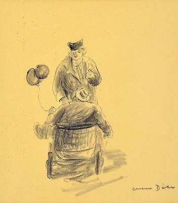 Otto Dill, 1884 Neustadt-1957 Bad Dürkheim, 2 Lithographien nach Tuschfederzeichnungen, Besucher des Dürkheimer Wurstmarktes, je handsigniert, ...