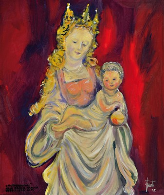 Georg Günther Zeuner, 1823 Dresden-2011 Speyer, "Muttergottes nach Daniel Mauch (1477-1540Ulm)", 1995, signiert, Öl/Lwd, 63x53 cm, Rahmen ...