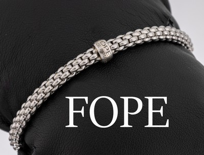 18 kt Gold FOPE Armreif, WG 750/000, ModellFlex It, D. ca. 5.5 cm, ca. 15.4 g, sign.