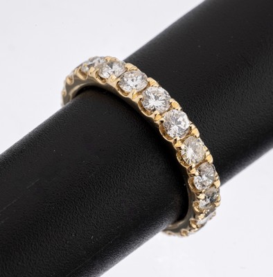 14 kt Gold Brillant-Memoryring, GG 585/000,21 Brillanten zus. ca. 2.21 ct (grav.) Weiß/si, RW 54, ca. 3.8 g