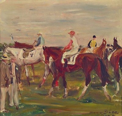 Otto Dill, 1884 Neustadt-1957 Bad Dürkheim, auf dem Rennplatz, 1920, rechts unten signiert und datiert, Öl/Lwd, 46x47 cm, Rahmen 58x59 cm