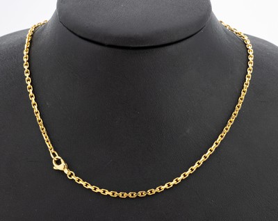 14 kt Gold Collier, GG 585/000, B. ca. 3 mm, L. ca. 61 cm, Karabinerschließe