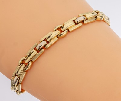 14 kt Gold Armband, GG 585/000, B. ca. 7 mm, L. ca. 18 cm, Kastenschloss mit 2 Sicherheitsachten, ca. 14.3 g