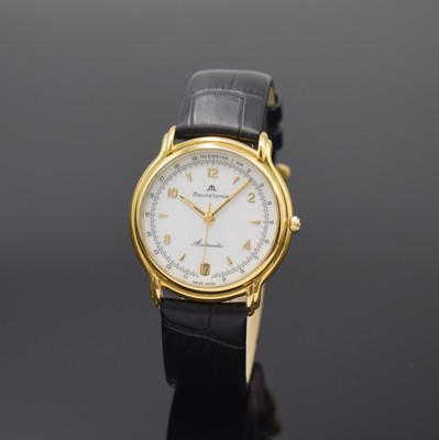 MAURICE LACROIX elegante Armbanduhr mit Telemeterskala, Schweiz um 1990, Automatik, verg., beids. vergl. Geh., Boden aufgedr., weißes Zifferbl., ...