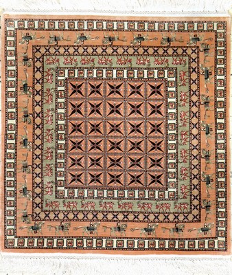 Hereke Seide fein(20x20), signiert, Türkei,Ende 20.Jhd, reine Naturseide, ca. 55 x 57 cm,ca. 4,0 Mio. Kn/qm, EHZ: 1