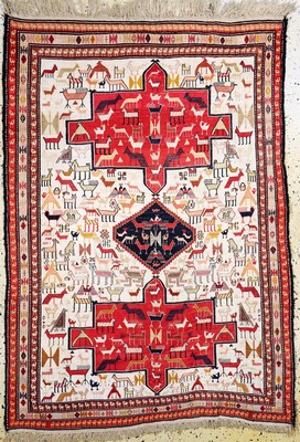 Seiden Sumakh, Azerbaijan, Mitte 20.Jhd, Seide auf Wolle, ca. 180 x 127 cm, EHZ: 2