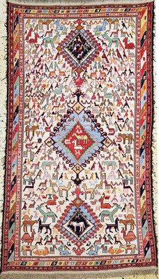 Sumakh, Azerbaijan, Ende 20.Jhd, Seide-Baumwolle auf Wolle, ca. 180 x 106 cm, EHZ: 2