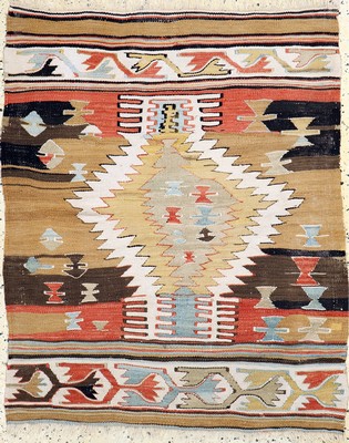 Anatol Kelim, Türkei, um 1900, Wolle auf Wolle, ca. 120 x 100 cm, EHZ: 2