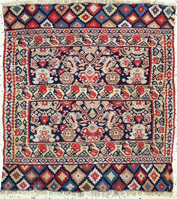 2 zusammengenähte Senneh Mafraschteile antik, Persien, 19.Jhd, Wolle auf Wolle, ca. 120 x 110 cm, EHZ: 2(geflickt).