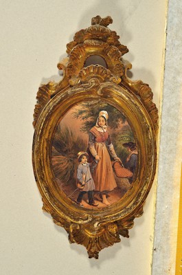 Unbekannter Künstler des frühen 19.Jh., 3 hand-kolorierte Drucke, Genreszenen: "Auf der Rast", "Fischer mit seinen Kindern", ...