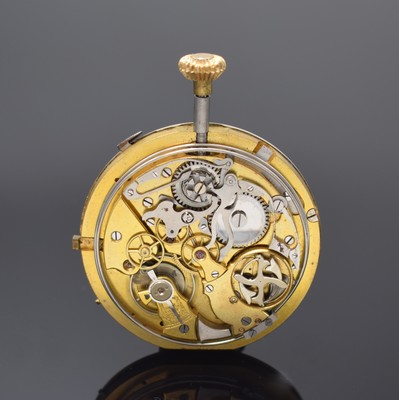 Taschenuhrwerk mit 1/4-Stunden-Repetition und Chronograph, Schweiz um 1900, Emailzifferbl. sign. ERY, arab. Zahlen, gold. Zeiger, kl. Sek., Werk m. ...