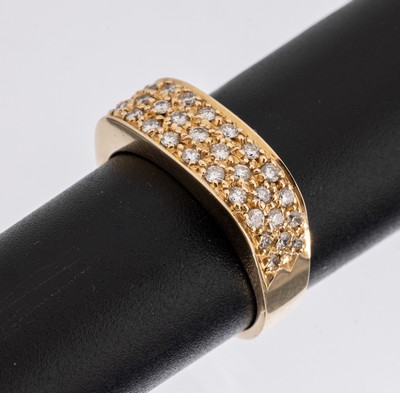 14 kt Gold Diamant-Ring, GG 585/000, Diamanten zus. ca. 0.35 ct Weiß/si-p, RW 53, ca. 4.8 g