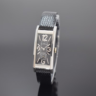 PAUL DITISHEIM / SOLVIL Armbanduhr in Platin, Schweiz um 1940, Handaufzug, Geh. 10% Irid. Plat., Boden aufgedr., schwarzes Zifferbl. rest., Kal. 735, ...