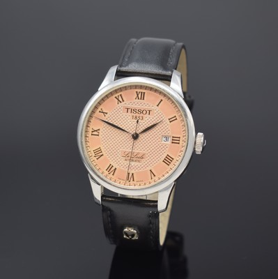 TISSOT Le Locle Herrenarmbanduhr in Stahl Referenz L164/264-1, Schweiz um 2010, Automatik, 3-teil. Geh., Boden aufgedr., silb. Zifferbl. farbl. get. ...