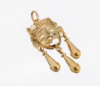 14 kt Gold Anhänger "Maske", GG 585/000, bewegl. Abhängungen, ca. 6.7 g