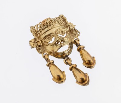 14 kt Gold Anhänger "Maske", GG 585/000, bewegl. Abhängungen, auch als Brosche tragbar,ca. 4.5 g