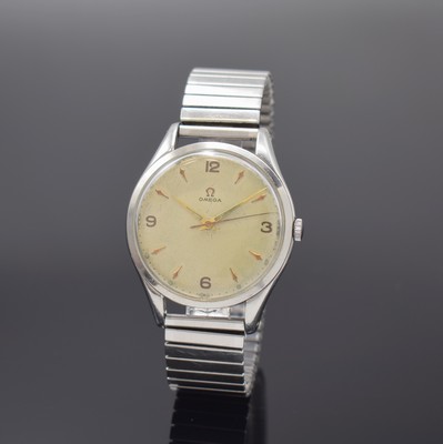 OMEGA Classic "Jumbo" Herrenarmbanduhr in Stahl Referenz 2506-5, Schweiz um 1948, Handaufzug, Boden aufgedr., neutr. Flexband, silb. ...