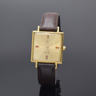 EBEL President Armbanduhr in GG 750/000, Schweiz um 1965, Handaufzug, Boden aufgedr., gold. Zifferbl. m. aufgel. Ind., gold. Zeiger, Kal. 97, M. ca. ...