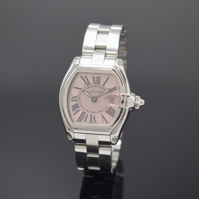 CARTIER Roadster Armbanduhr in Stahl Referenz 2675, Schweiz um 2005, quarz, orig. Gliederband m. dopp. Faltschl., Boden 4-fach verschr., kupferfarb. ...