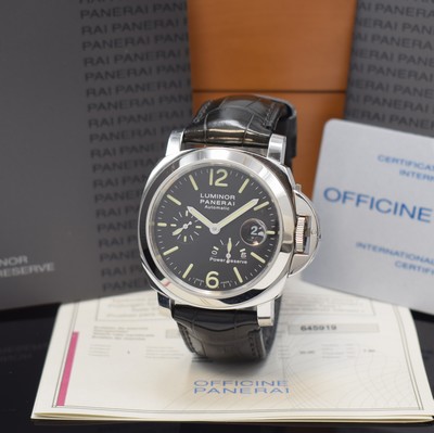 OFFICINE PANERAI Herrenarmbanduhr Luminor Power Reserve Referenz PAM00090, Automatik, Chronometer in Edelstahl inkl. orig. Lederband m. dopp. ...