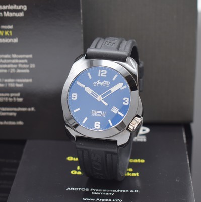 ARCTOS Elite, auf 999 Stück limitierte Armbanduhr GPW K1, Automatik, Keramikgeh. inkl. orig. Kautschukband m. orig. Dornschl., beids. vergl., ...