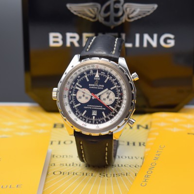 BREITLING Armbandchronograph Chrono-Matic Referenz A41360, Automatik, Chronometer in Edelstahl inkl. orig. Lederband (zu ern.) m. orig. Dornschl., ...