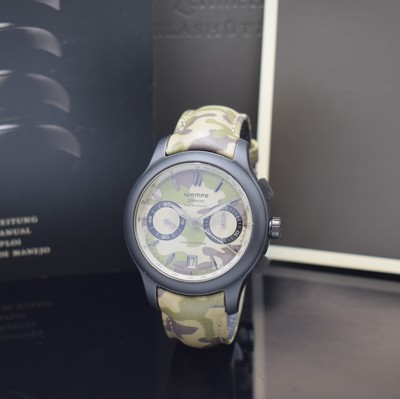 WEMPE ZEITMEISTER seltener, auf 50 Stück limitierter Armbandchronometer mit Chronograph, Automatik, Keramikgeh. inkl. orig. Camouflage-Lederband m. ...