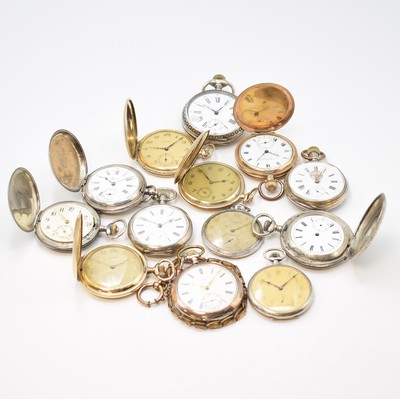 J. KRAUT, Mannheim ausgefallene Kalender- Taschenuhr und 12 weitere Taschenuhren, Schweiz ca. 1870 - 1930, Ankerwerke, 12 x Kronenaufzug, 9 x Silber, ...