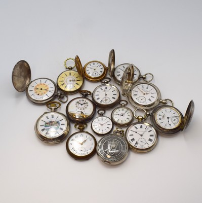 GRINBERG & REICHMANN offene Silbertaschenuhr sowie 13 weitere Taschenuhren, Schweiz / England ca. 1838 - 1920, 11 x Schlüsselaufzug, 3 x ...