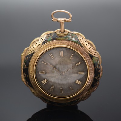 PARKINSON & FRODSHAM London Taschenuhr mit 1/4-Repetition und Duplexhemmung in RG 750/000, London Hallmark 1800, orig. Geh. seitl. durchbr. u. ...